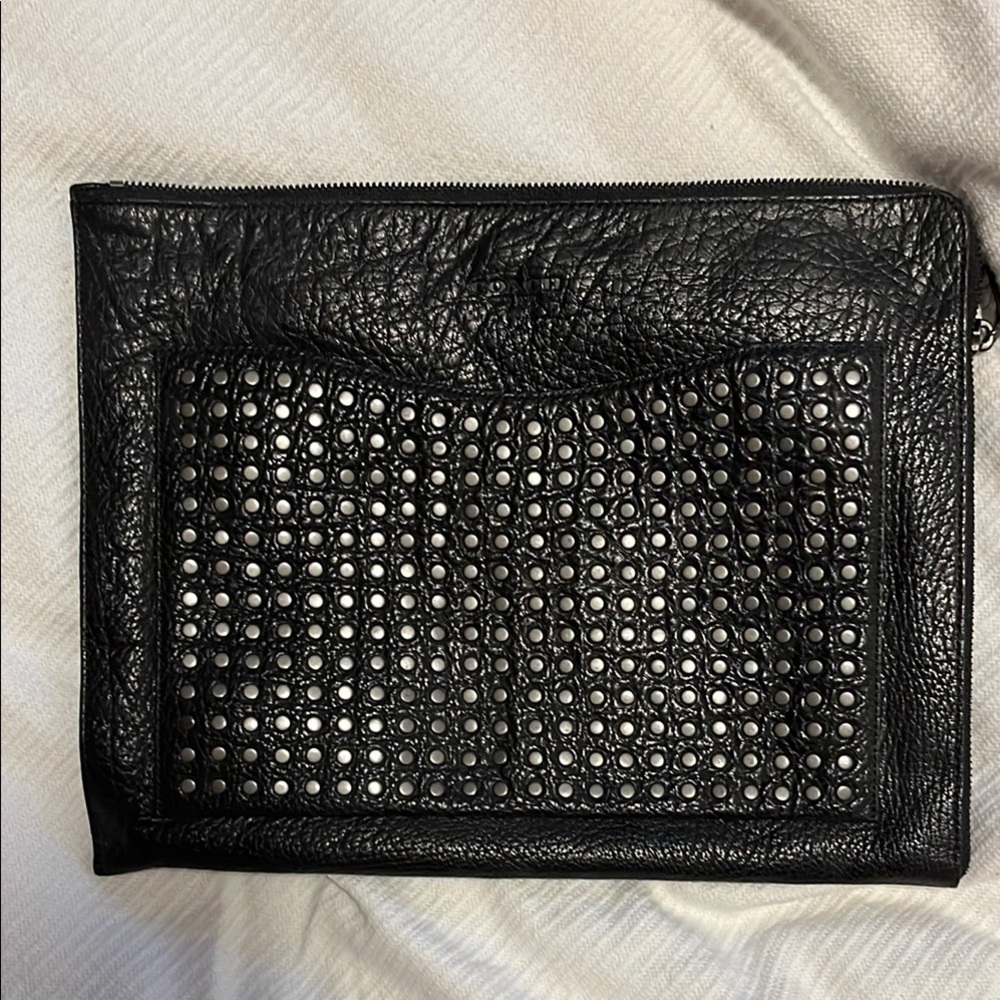 COACH Black Studded Leather Folio